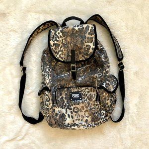 VS Pink Leopard Sequin Backpack